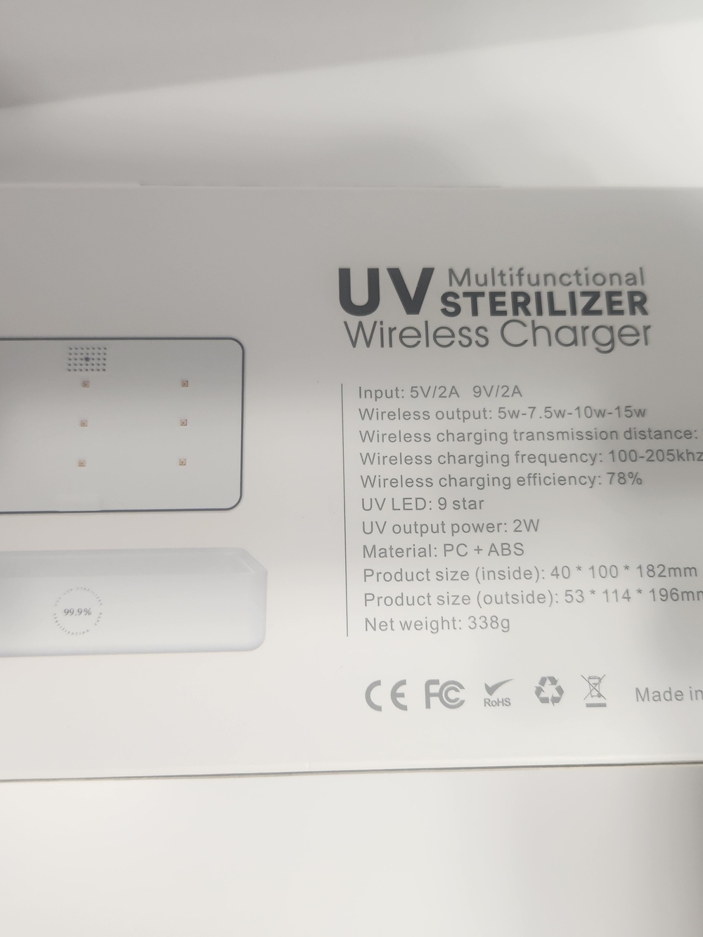 UV Multifunctional Sterilizer Wireless Charger - White with Purple Tray - Picture 12 of 12